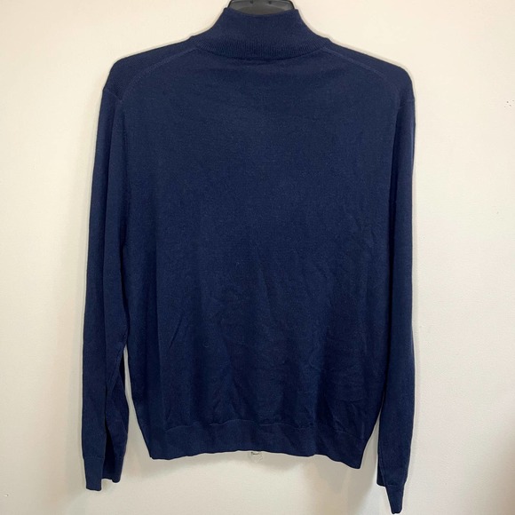 Jos. A. Bank Tailored Fit Quarter Zip 100% Merino Wool Sweater | Navy Blue | XL - Picture 3 of 4